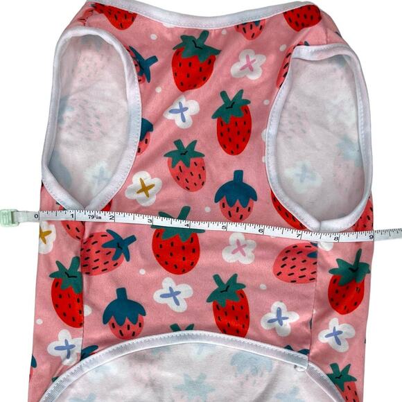 Dog Shirt Pet Clothing Strawberry Tank Top Pink Small Dog Size XL - Picture 6 of 7